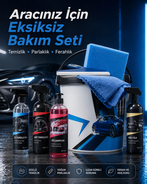 13 Parça Oto Bakım Seti – Yıkama Kovalı Araç Temizlik ve Detay Seti