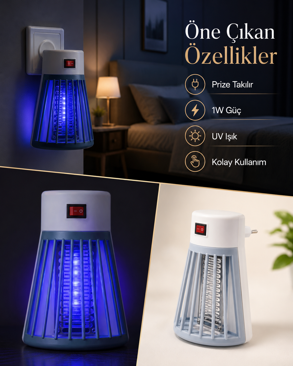 Prize Takılan UV Işıklı Sinek Öldürücü Lamba 1W – Kompakt Elektrikli Haşere Kovucu