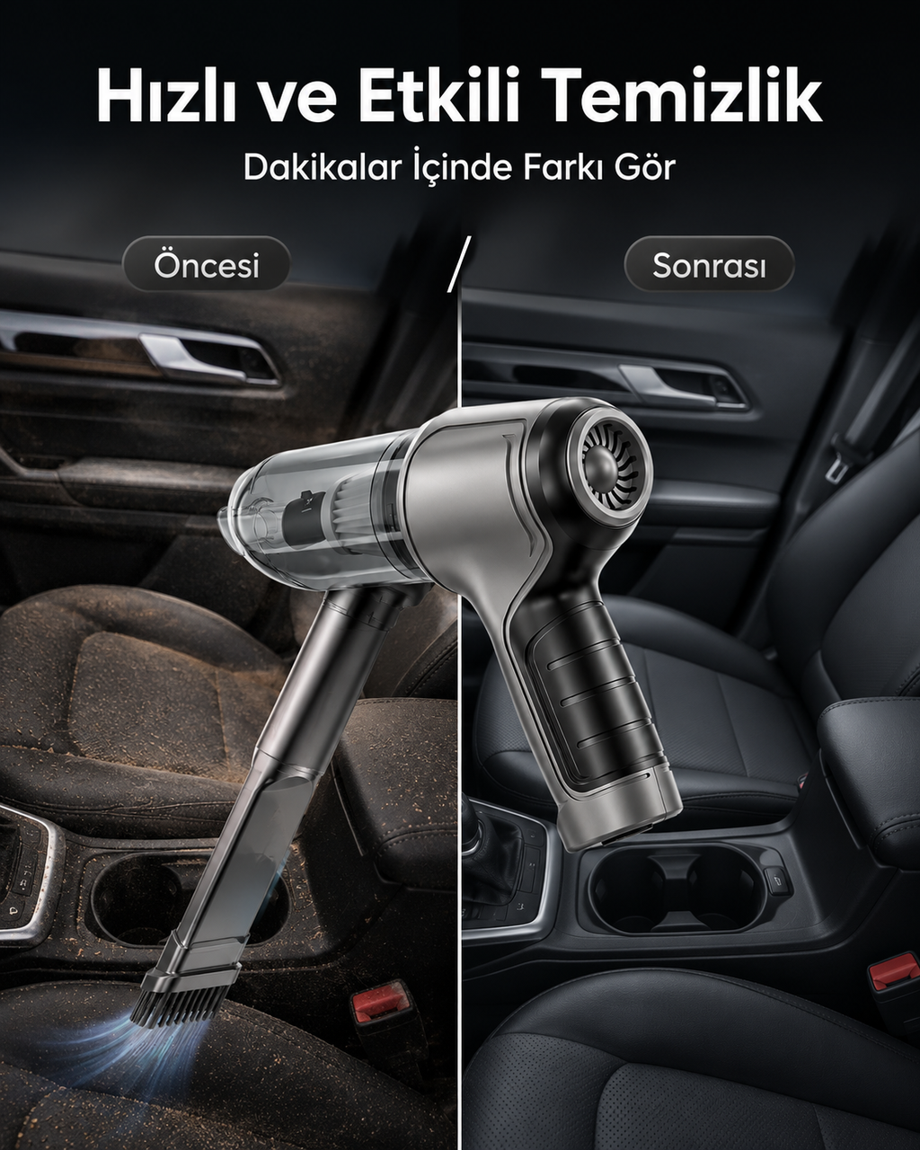 7’si 1 Arada Şarjlı Kablosuz El Süpürgesi – Vakum, Üfleme ve Hava Pompası Özellikli Mini Süpürge