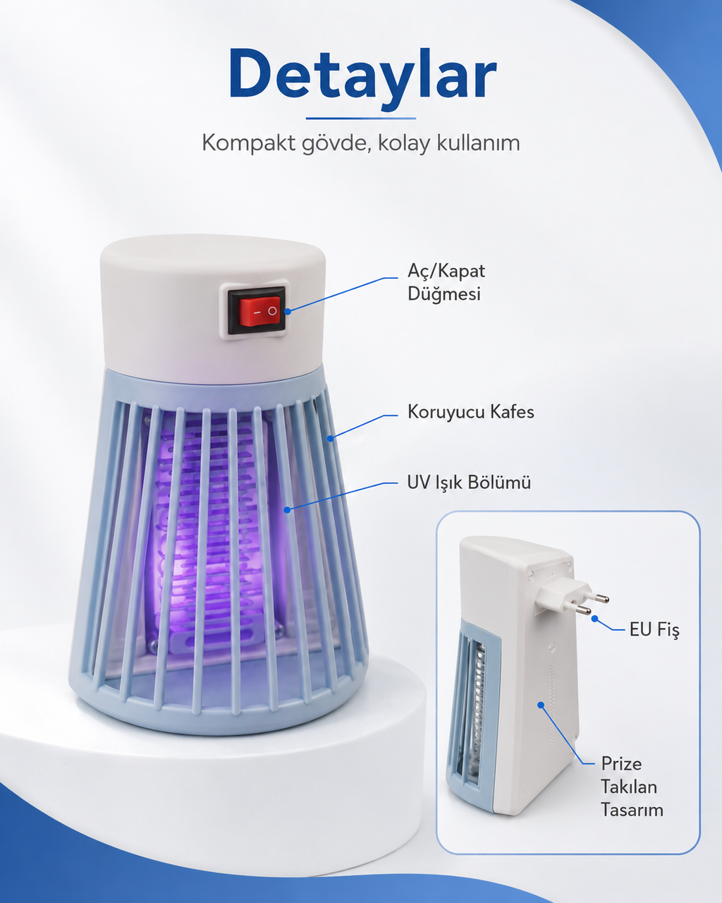 Prize Takılan UV Işıklı Sinek Öldürücü Lamba 1W – Kompakt Elektrikli Haşere Kovucu